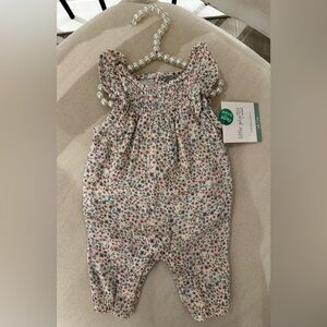 Newborn Organic Cotton Floral Baby Romper With Ruffles NWT
